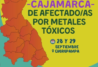 Cartel del I Encuentro de la región Cajamarca de Personas Afectadas por Metales Tóxicos